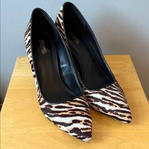 Michael Kors Black and Tan Zebra Heels